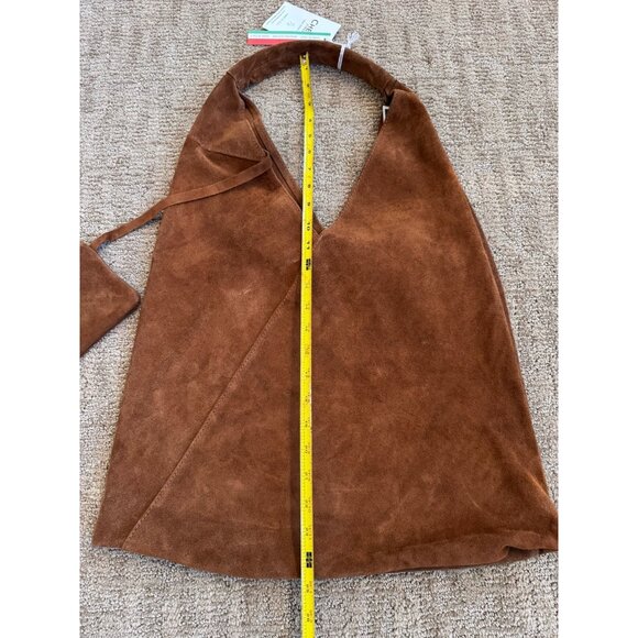 NWT CHEVAL Firenze Suede Genuine Leather Hobo Bag Pouch Camel Tan Italy - Picture 7 of 16